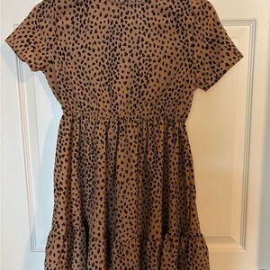 SHEIN Brown and Black Patterned Kids Dress